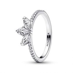 Sparkling Herbarium Cluster Ring, Sparkle And Heart Stackable Rings 