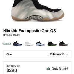 Nike Air Foamposite One QS DREAM A WORLD SZ10 DS