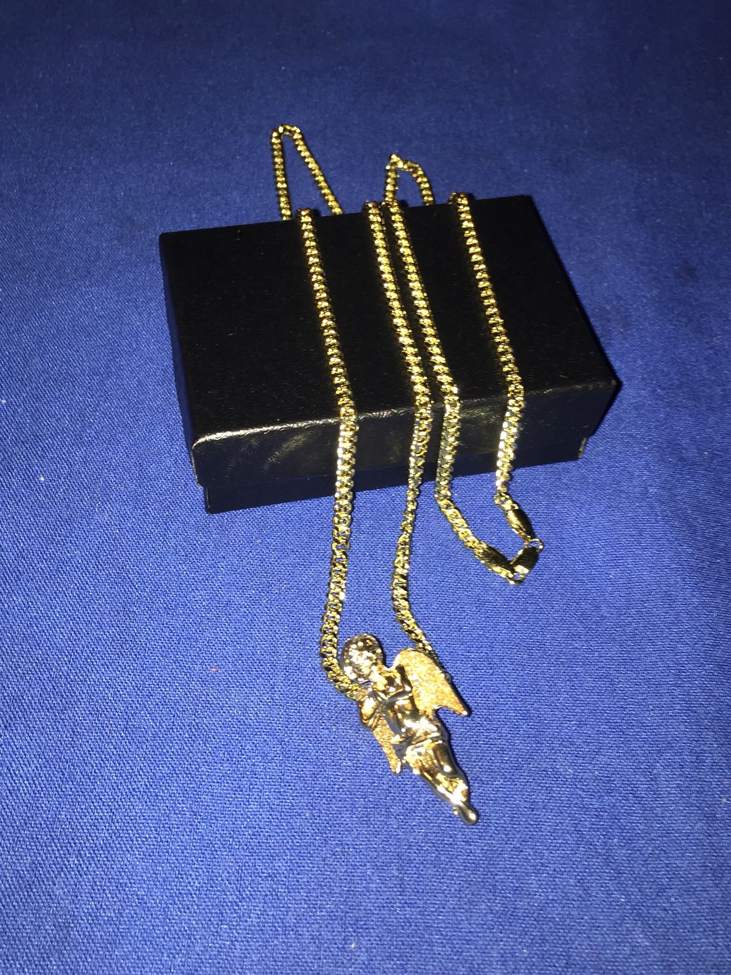 22Inch 14K Gold Chain W/ Angel pendent”