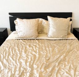 King size black wood bed frame