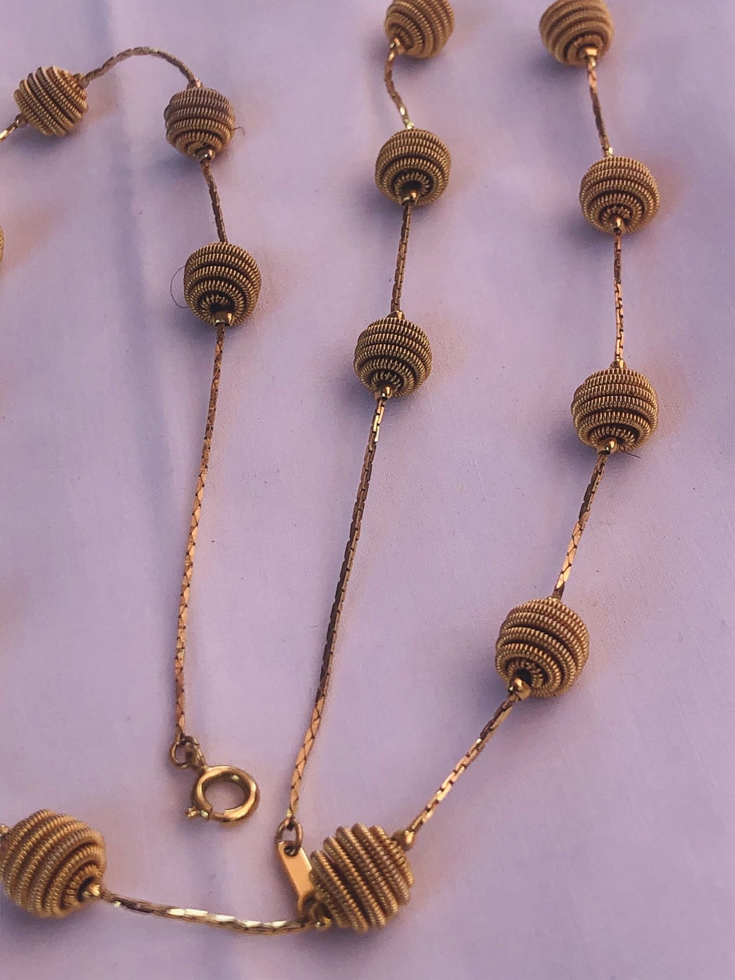 Vintage ball and chain nugget 24 inch gold tone necklace