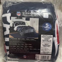 NFL New England Patriots Bed Set Queen Size Team Colors 100% Polyester