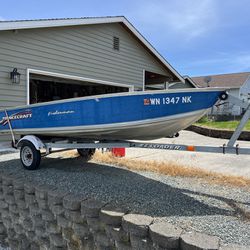 14’ Aluminum Princecraft Fisherman Boat With EZ Loader Trailer, And 9.9 Mercury 4 Stroke Motor