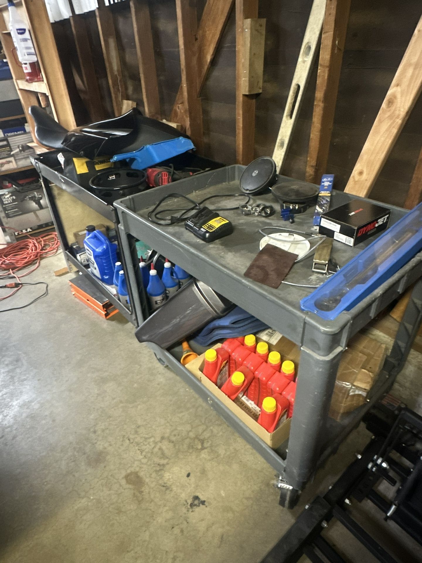 Heavy-Duty Shop Carts (1 Metal, 1 Plastic)