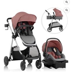Evenflo Omni Plus Modular Travel System with LiteMax Rear-Facing Infant Car Seat (Shasta Pink)