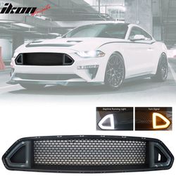 Fits 2018-2023 Ford Mustang Upper Grille with DRL Yellow Turn Signal Smoke LED Light