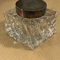 Early Antique Square Swirl Design French Made Crystal Inkwell 