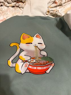 XXL Anime Cat Ramen Graphic Hoodie