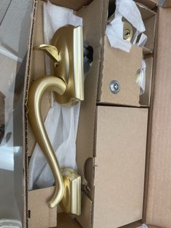 Schlage entrance handle set satin brass