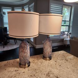 Brand new Rinweey 26" Coastal Glass Table Lamps Set of 2 with USB A+C Ports & AC Outlet