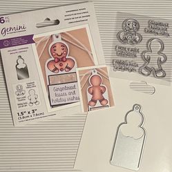 6pc Gingerbread Tag or Book Marker Die & Stamps