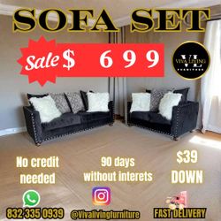 S315 Black Sofá. & Loveseat 🔥🔥