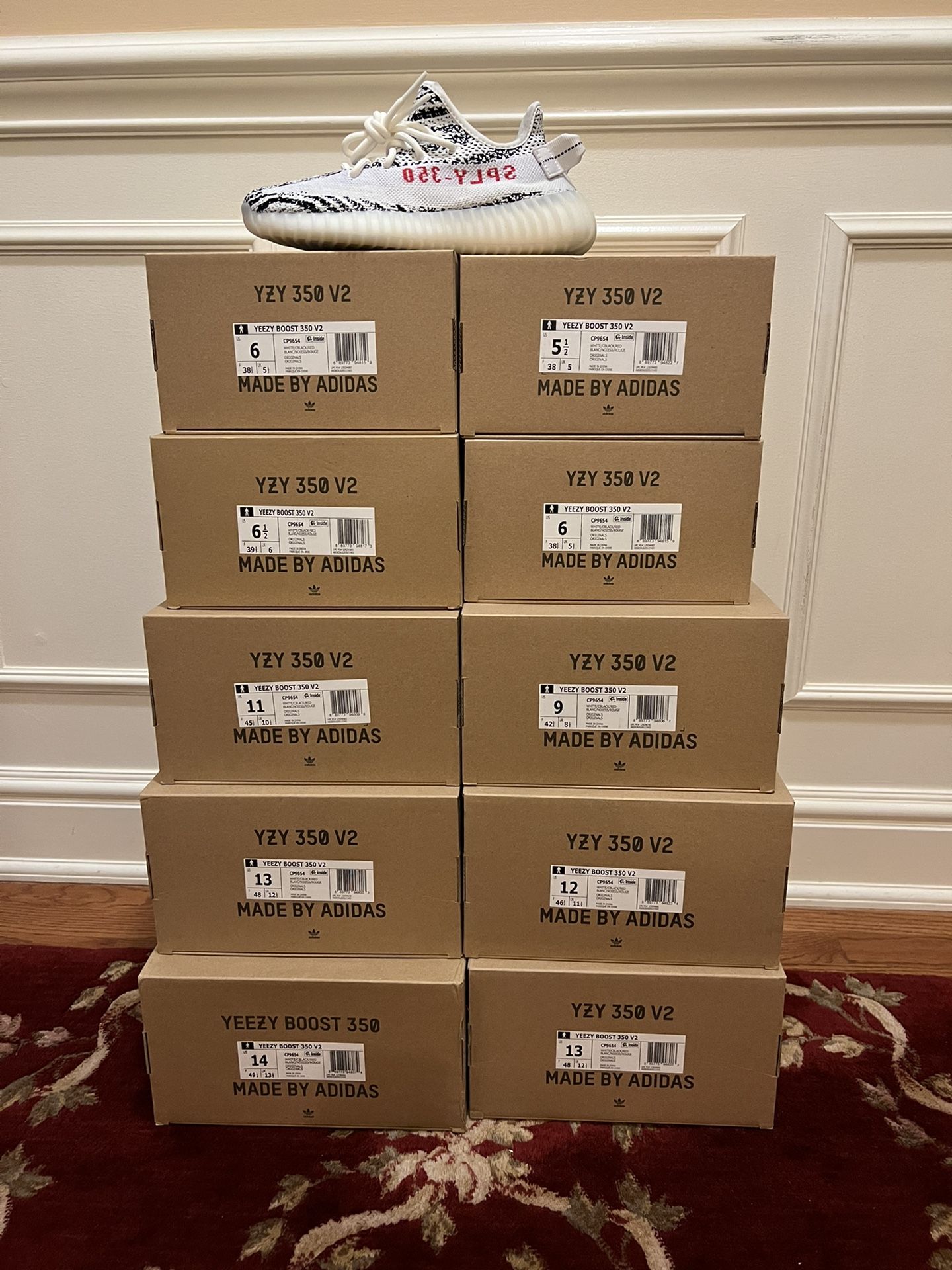 Yeezy zebra size on sale 14