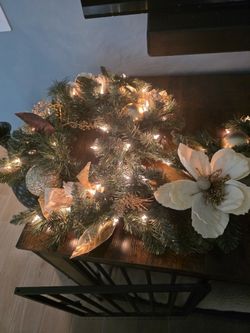 TWO EXQUISITE WHITE MAGNOLIA 9' GARLAND