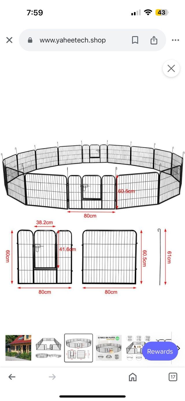 Yaheetech Dog Playpen 16 Panels 24 Inch