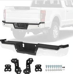 Rear Step Bumper Replacement For Ford F-250 F-350 F-450 Super Duty 2017-22
Chrome Steel, With Parking Aid Sensor Holes Replace FO1103198, FO1103196, H