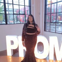 Black Long  Sequence Prom Dress