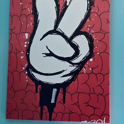 Peace Sign Mickey Mouse Canvas 