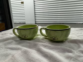 Set of 2 Green Flower Coffee Cups