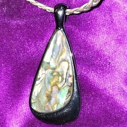 Abalone In Glass Setting. Nice Choker!