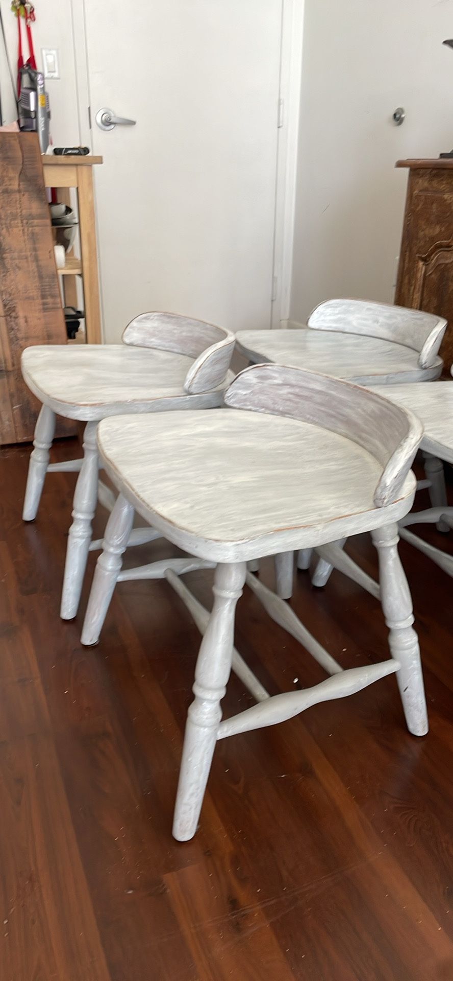 Set of 4 chairs Farmhouse light grey real wood Rustic...