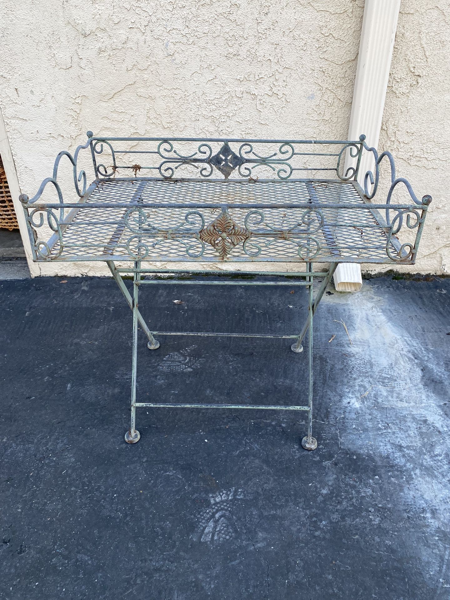 Vintage Wrought Iron Folding Table