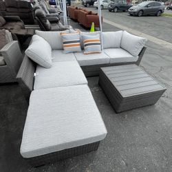 Cherry Point Gray 4pc Outdoor Sectional Set w/ Coffee Table