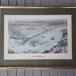 Wall Art " Birds Eye View of New Orleans 1851" framed print