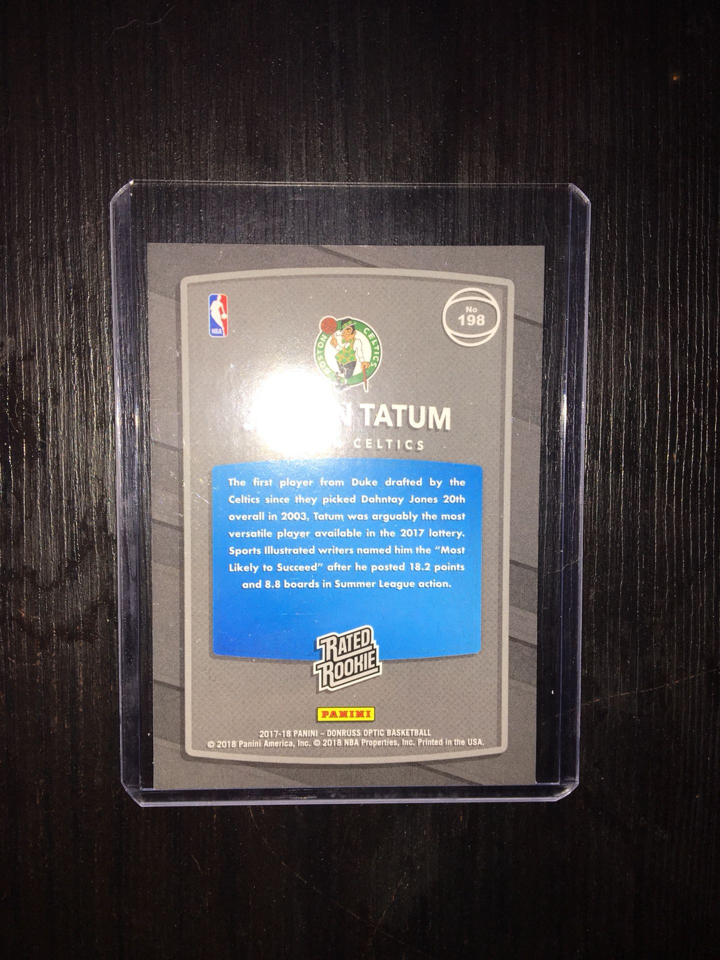 2017-18 panini donruss optic jayson tatum