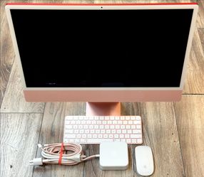 2021 Apple iMac 24” M1 (8-Core GPU) 8GB RAM 256GB SSD (Pink/Red) W/Keyboard & Mouse.