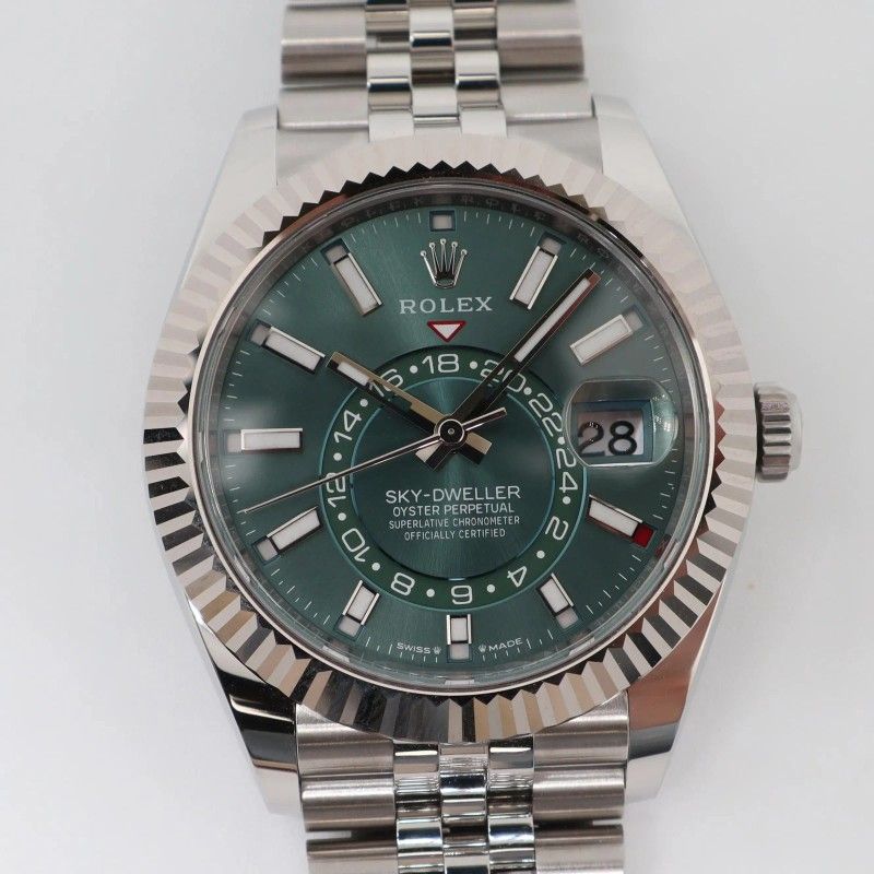 2024 New 336934 Sky Dweller Steel White Gold Oyster Olive Green Watch