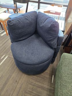 Blue Round Swivel Accent Chair