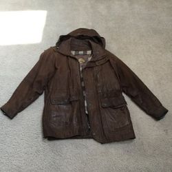 Men's Parka Hoodie Soft Leather Jacket