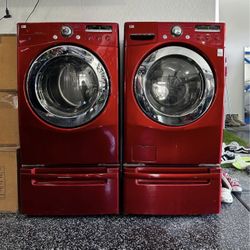 Red LG Washer And Dryer Set 