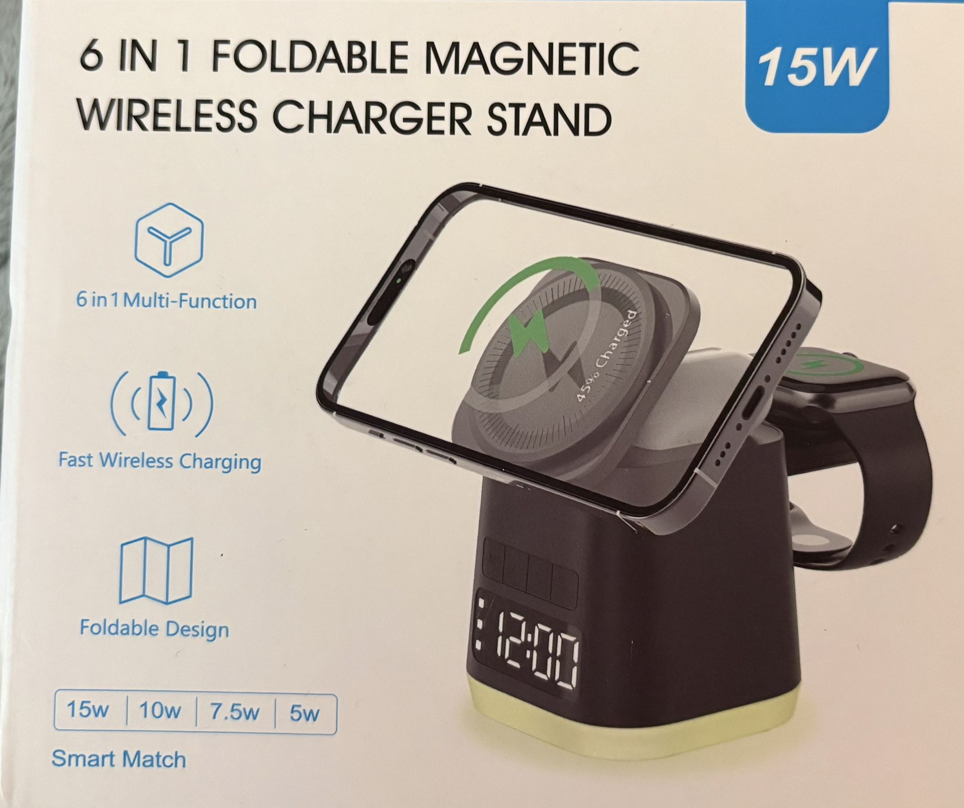6 In 1 Foldable Magnetic Wireless Charger Stand