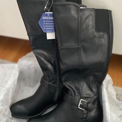 Women's Black Riding Boots, Size 9.5 Wide Calf, Croft & Barrow *NEW IN BOX*