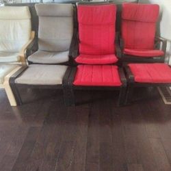 Ikea Poang Chairs and Ottomans