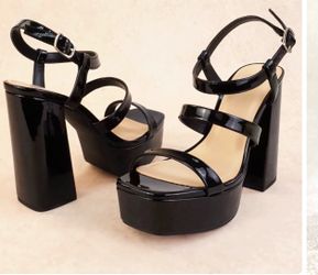 Delicious Shoes Women Block High Heel Buckle Ankle Strap Open Toe Platform size 6