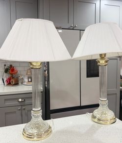 Vintage crystal glass lamp set