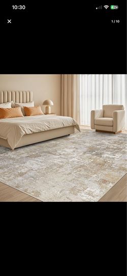 Tortania Washable 5x7 Area Rug for Living Room: Modern Abstract Neutral Large Soft Thin Rugs - Non Slip Indoor Carpet for Bedroom Dining Room Office N