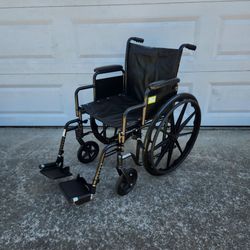 Wheelchair Medical Device, 16" Wide Seat, 24" Wheel, 300lbs Capacity, Medline Black Rolling Office Chair Collapsible Furniture