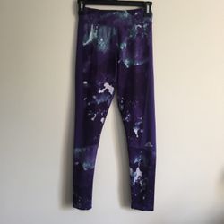 ADIDAS Dark Purple Blue White Watercolor Marble Athletic Workout Leggings