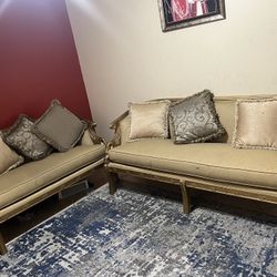 Two piece sofa set includes six throw pillows $300 OBO