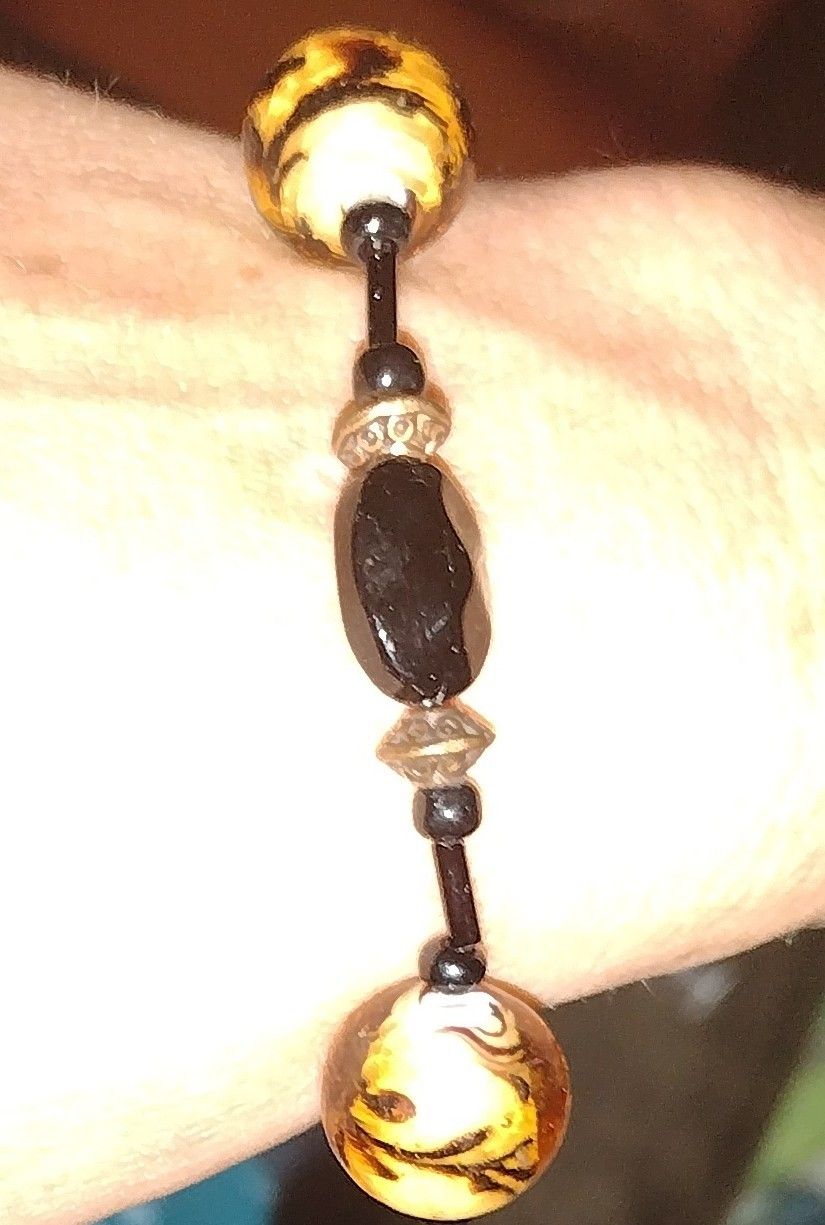 Amber Lamp work Glass Charm Bracelet