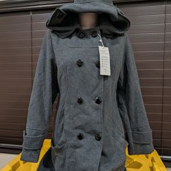 Women's Winter Hooded Coat Wool Double Breasted Cashmere Coat