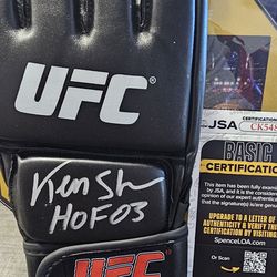 Ken Shamrock "HOF inscription" SIGNED (JSA COA) UFC Glove autographed MMA