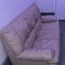 Beige Leather Couch
