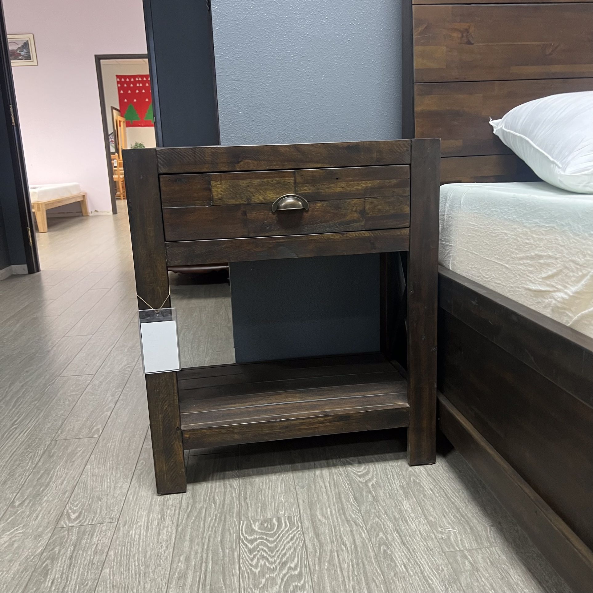 Rustic Brown Solid Acacia Wood Nightstand - Meadows
