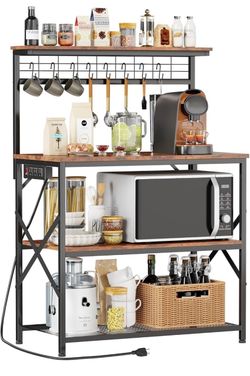 New*assembled Kitchen Baker's Rack with Power Outlet