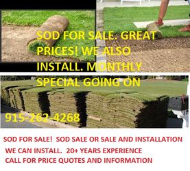 SOD for Sale!! Monthly special We also install!
